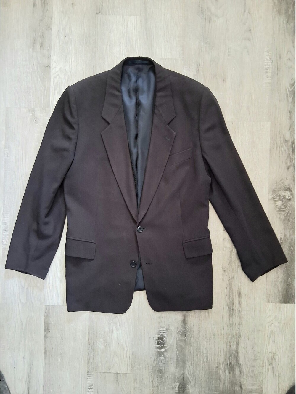 Vintage BOSS Hugo Boss  Men's 42R Black Wool Blazer 2 Button